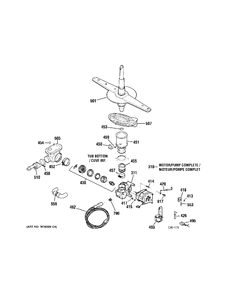MOTOR & PUMP Diagram and Parts List for GSM2204N00WW  General Electric Dishwasher