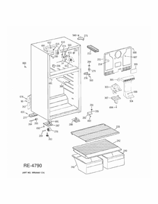 CABINET Diagram and Parts List for MTH17BBB2RWW  General Electric Refrigerator
