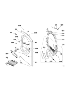 FRONT Diagram and Parts List for PBVH512EF0GG  General Electric Dryer
