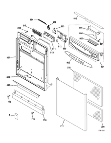 ESCUTCHEON & DOOR Diagram and Parts List for 405061  General Electric Dishwasher