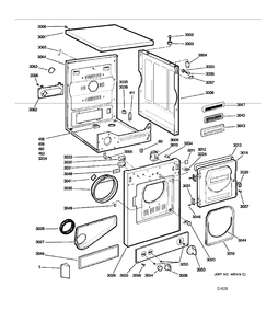 CABINET Diagram and Parts List for PCKS443EB2WW  General Electric Dryer