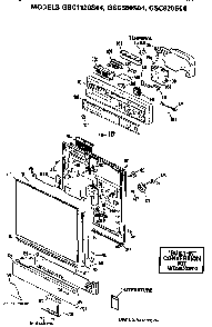 Front/control Panel Diagram and Parts List for GSC580S04  General Electric Dishwasher