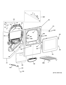 Front Panel And Door Diagram and Parts List for PTD70EBST1WS  General Electric Dryer