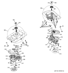 Motor & Drive Assembly Diagram and Parts List for GTUN275GM2WW  General Electric Washer Dryer Combo