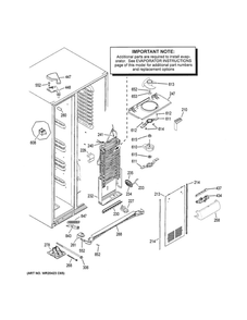 Freezer Section Diagram and Parts List for GZS22DMJNFES  General Electric Refrigerator