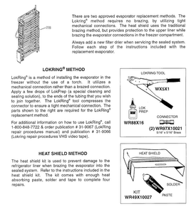 Evaporator Instructions Diagram and Parts List for PSS25MCNACC  General Electric Refrigerator