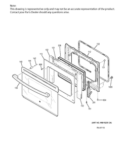 DOOR Diagram and Parts List for JCS630DF3WW  General Electric Range