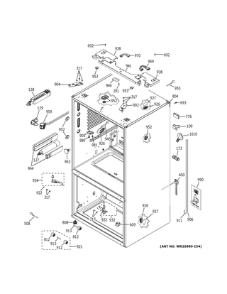 Case Parts Diagram and Parts List for CWE23SP4MDW2  General Electric Refrigerator