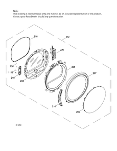 Part Location Diagram of WW02F00516 GE RING OUTER DOOR