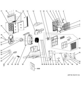 Part Location Diagram of WJ71X21265 GE FRONT PANEL Assembly