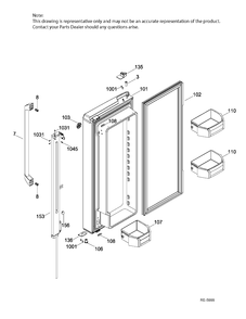 FF DOOR LEFT Diagram and Parts List for CNR22SSEBFES  General Electric Refrigerator