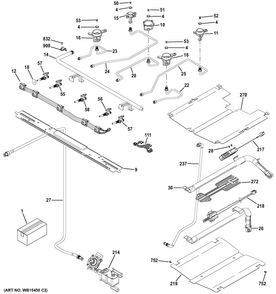 Gas & Burner Parts Diagram and Parts List for JGB720DEJ1BB  General Electric Range