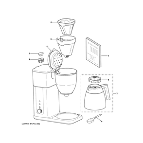 Coffee Maker Diagram and Parts List for C7CDABS3RD32  General Electric Coffee Maker