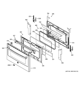 Lower Door Diagram and Parts List for PGS950EEF4ES  General Electric Range