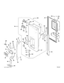 Disp Door Diagram and Parts List for PFE29PSDSS  General Electric Refrigerator
