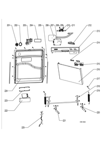 DOOR ASM Diagram and Parts List for MDF400SGF0WW  General Electric Dishwasher