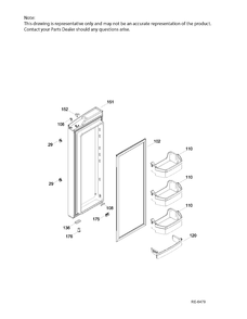 FF DOOR RH Diagram and Parts List for PFE24JGKAKWW  General Electric Refrigerator