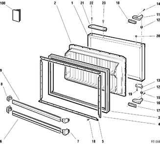 FREEZER DOOR Diagram and Parts List for MCC18HABBRWW  General Electric Refrigerator