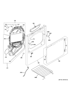 Front Panel And Door Diagram and Parts List for GTD48EASW0WB  General Electric Dryer