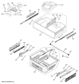 Freezer Shelves Diagram and Parts List for CWE23SSHCSS  General Electric Refrigerator