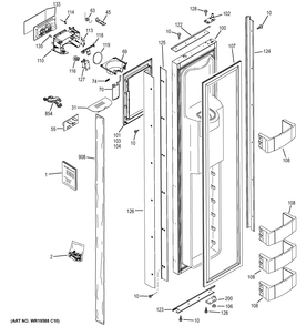 FREEZER DOOR Diagram and Parts List for ZISB360DHC  General Electric Refrigerator