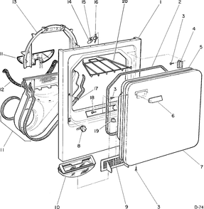 CABINET FRONT & DOOR Diagram and Parts List for 62198459  General Electric Dryer