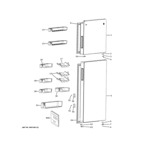Doors Diagram and Parts List for PPV10R5YRBSS  General Electric Refrigerator