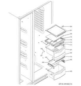Fresh Food Shelves Diagram and Parts List for HSS25ATHECBB  Hotpoint Refrigerator