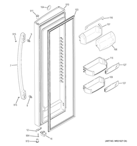 Fresh Food Door Diagram and Parts List for GSS23HSHBCSS  General Electric Refrigerator