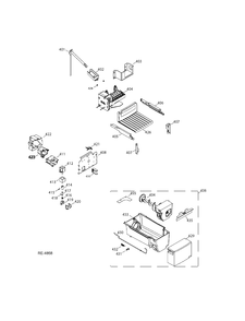 ICE MAKER & DISPENSER Diagram and Parts List for GSRS3KLXGFSV  General Electric Refrigerator