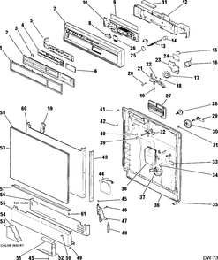 DOOR & ESCUTCHEON PARTS Diagram and Parts List for GSB9249LE129  General Electric Dishwasher