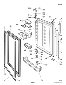 REFRIGERATOR DOOR Diagram and Parts List for PTC22LFDARWW  General Electric Refrigerator