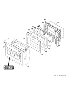 Door Assembly Diagram and Parts List for C2Y366P5T1G2  General Electric Range