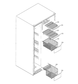 Freezer Shelves Diagram and Parts List for PSS25MCNACC  General Electric Refrigerator