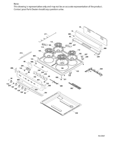 CONTROL PANEL & COOKTOP Diagram and Parts List for JCAS724H1WW  General Electric Range
