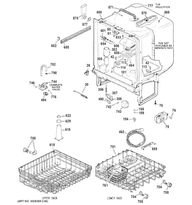 Body Parts Diagram and Parts List for GSD4000D45BB  General Electric Dishwasher