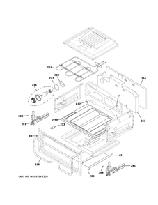 Upper Oven Diagram and Parts List for JGSS86SP1SS  General Electric Range
