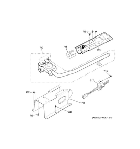 Gas Valve & Burner Assembly Diagram and Parts List for GTDX180GD3WW  General Electric Dryer
