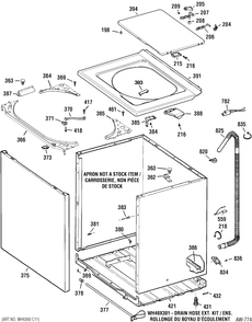 CABINET Diagram and Parts List for MNSR1090H5WW  General Electric Washer