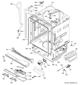 Body Parts Diagram and Parts List for CDT765SSF7SS  General Electric Dishwasher