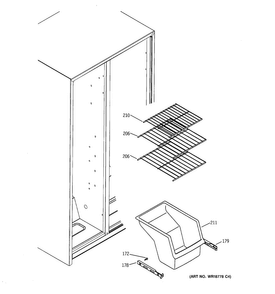Freezer Shelves Diagram and Parts List for GSS20ETHCBB  General Electric Refrigerator
