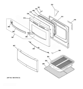 DOOR & DRAWER PARTS Diagram and Parts List for RA824DD2WW  General Electric Range