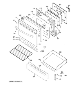Door & Drawer Parts Diagram and Parts List for JGB620DEF1BB  General Electric Range