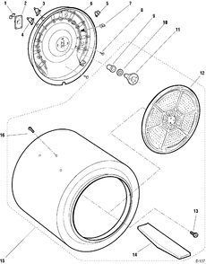 DRUM & HEATER Diagram and Parts List for DE05-CA0  General Electric Dryer