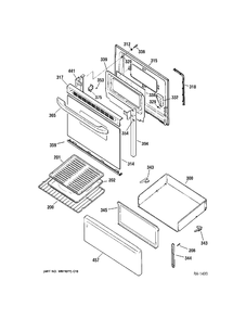 DOOR Diagram and Parts List for 15451-0  General Electric Range