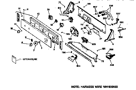 Controls & Backsplash Diagram and Parts List for WDSR110T5WW  General Electric Washer