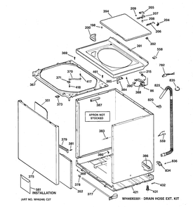 CABINET, COVER & FRONT PANEL Diagram and Parts List for HNSR4150B1WW  General Electric Washer