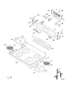 CONTROLS-COOKTOP Diagram and Parts List for JCBP63DP1WW  General Electric Range
