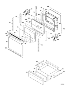 DOOR-DRAWER Diagram and Parts List for JCBP83DP2WW  General Electric Range