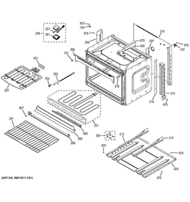 Lower Oven Diagram and Parts List for JT3500DF4WW  General Electric Wall Oven